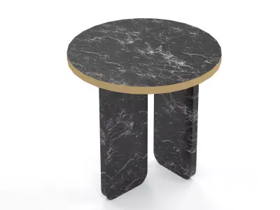 Abstract Black Marble and Gold Metal Side Table Free 3D model