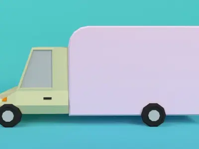 Low-poly wagon ice cream truck Free low-poly 3D model