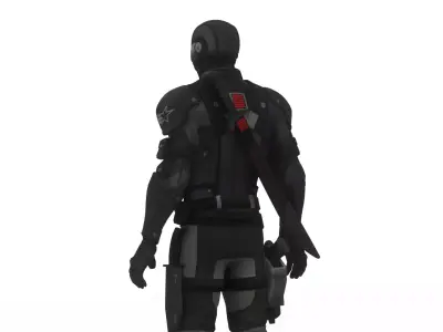 Snake Eyes G I Joe Ninja 3D Model Rigged Game Ready Character Low-poly 3D model