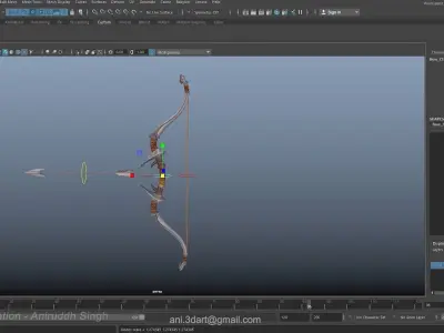 3D Bow and Arrow Advance Rig Low-poly 3D model