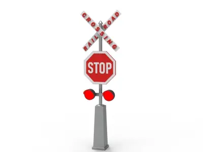Rail road crossing stop sign 3D model