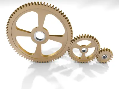 Cogwheels brass 3D model