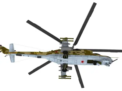 Lowpoly Mil Mi-24 Helicopter 3D Model Low-poly 3D model