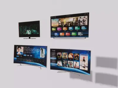 3D Model Smart TV Interface Showcase Low-poly 3D model