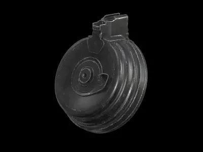 AK - Magazine - Drum Low-poly 3D model