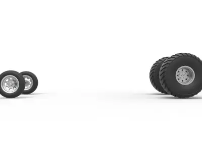 Wheel set of 2wd Pulling truck Scale 1 to 25 3D print model
