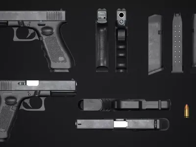 Glock 17 Pistol Low-poly 3D model