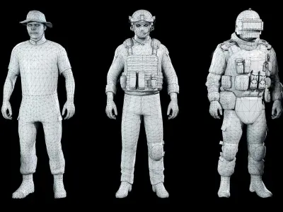 Modular military character 2 Low-poly 3D model
