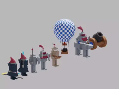 Medieval War Unit Character Package Low-poly 3D model