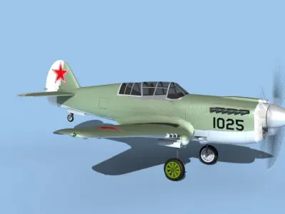 Curtiss P-40N Tomahawk USSR 3D model