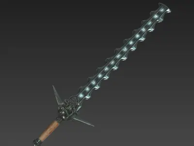 Fantasy Stylish Weapon- Skull Sword Low-poly 3D model
