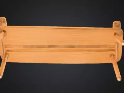 Stylized Wooden Bench 3D Model - Interior Furniture Asset Low-poly 3D model