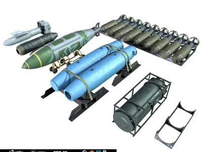 Military Aircraft Bomb Pack Low-poly 3D model