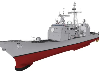 USS CG-52 Bunker Hill Ticonderoga class guided missile cruiser 3D model