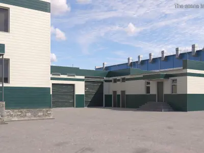 Small Commercial Facility with Garages 3D model