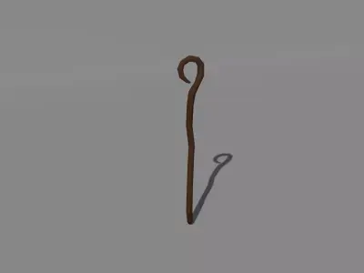 Stylized Wizard Simple Wooden Staff Low-poly 3D model