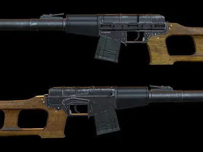 Sniper Rifle Vintorez VSS Low-poly 3D model