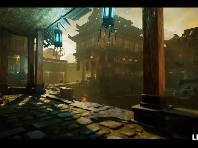 Asian Canal Environment Low-poly 3D model