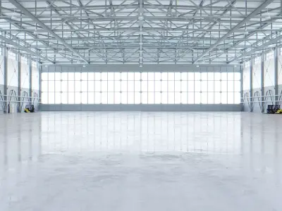 Airplane Hangar Interior 4 Low-poly 3D model