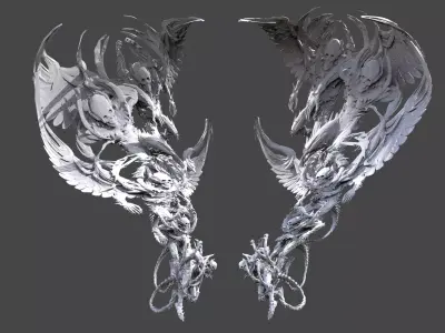 Silent Night Dark Angel statue wings 3D model