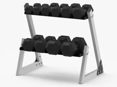 Dumbell Stand Type 02 Clean and Dirty 3D model