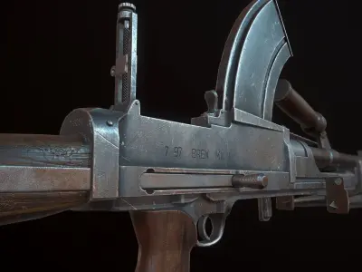 Bren Mk II  WW2 Machine Gun low-poly PBR Low-poly 3D model