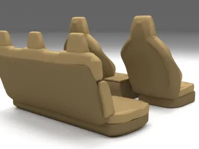Tesla Model S Seats Cream Low-poly 3D model