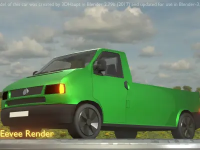 City Car 43 Commercial Pickup 3500 Type-C Green Low-poly 3D model