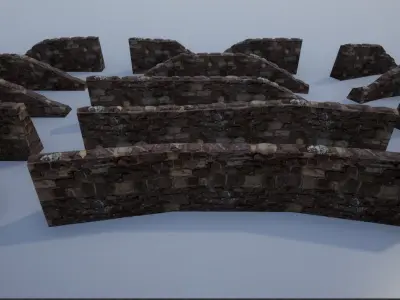 Modular Stone Walls Low-poly 3D model