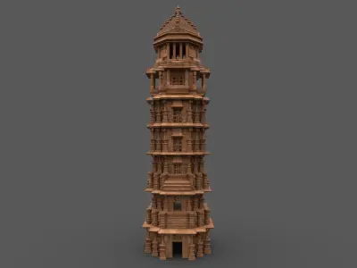 Vijaya Stambha - Game and Movie Ready Low-poly model Low-poly 3D model