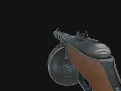 PPSh-41 wooden gun Low-poly 3D model