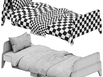 Retro Style Single Bed Free 3D model