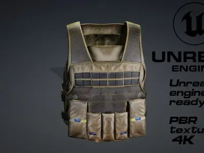 Soldier military bulletproof vest game ready UE5 FBX Low-poly 3D model