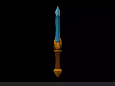 Stylized Frost Dagger Game Ready - AI Low-poly 3D model