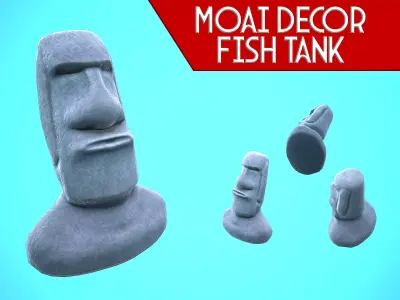 MOAI DECOR FISH TANK CARTOON STYLIZED Low-poly 3D model