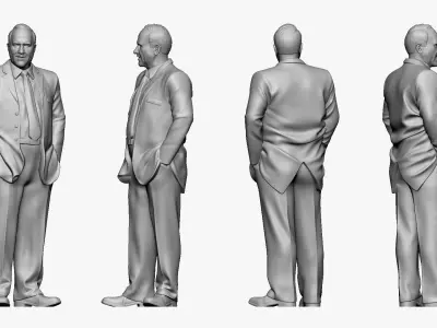 001267 smiling old man in gray suit 3D model