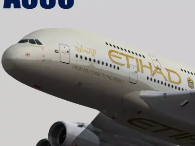 Airbus A380-8 Etihad Airways livery Low-poly 3D model