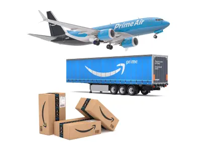 Amazon Prime Delivery Semi Trailer Boeing 737 Collection 3D model