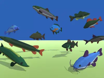 9t5 Low Poly Fresh Water Fish Low-poly 3D model