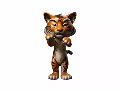 Indochinese Or Corbett Tiger Running In Water 3d Render 3D model