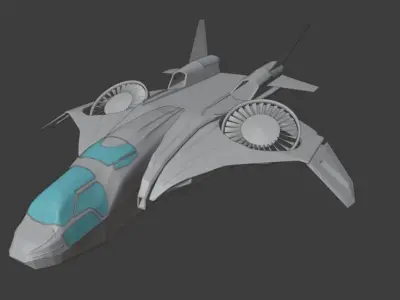 spaceship futuristic jet flying in air Low-poly 3D model