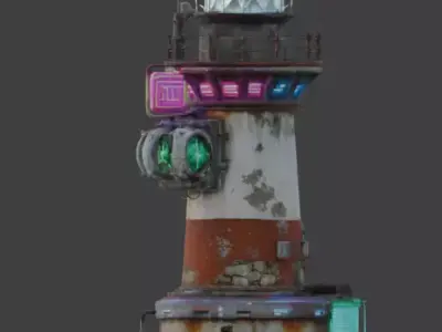 Cyberpunk Scavenger Lighthouse 3D Model Low-poly 3D model