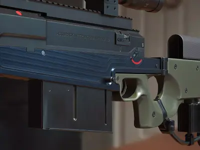 Accuracy International AW50-50 BMG Rifle - Low poly model Low-poly 3D model