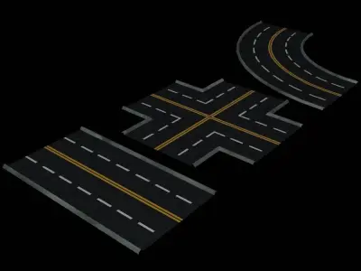 Buildings and Roads Free low-poly 3D model