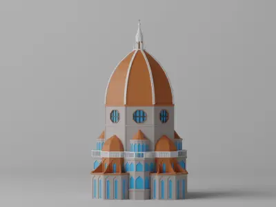 Low Poly Florence Cathedral Santa Maria del Fiore Low-poly 3D model