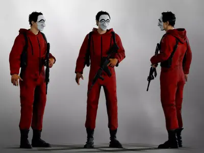 Robber from Money Heist Korea Low-poly 3D model