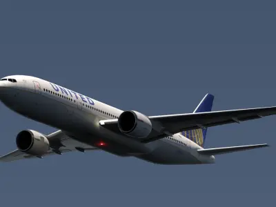 ANIMATED Boeing 777-200ER - United Airlines Livery 3D model