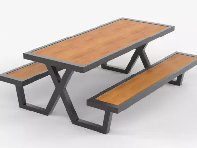 Coffee Table with Iron Legs 3D model