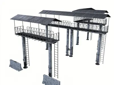 Militery Defence Tower Pack Low-poly 3D model