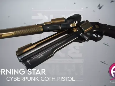 Cyberpunk Goth Pistol - Morning Star Low-poly 3D model